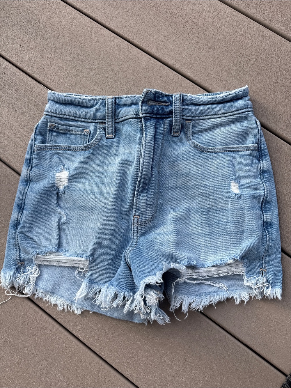 Hollister Light Wash Distressed Denim Cutoff Shorts